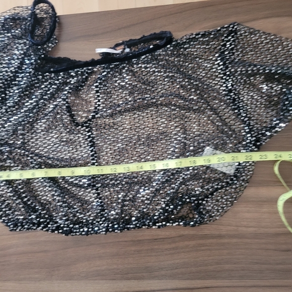 Free People Women's Sparks Fly Sheer Sequin Black Long Sleeves Top Size XS - Picture 6 of 14